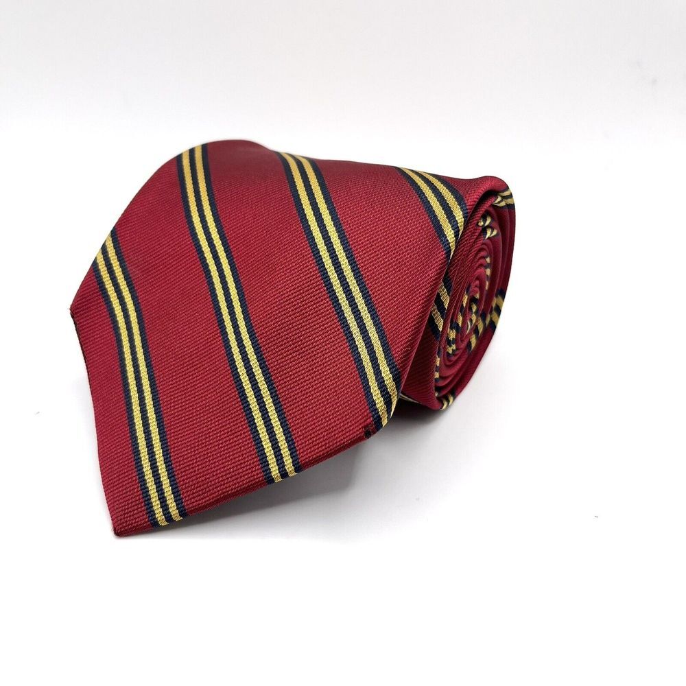 Brooks Brothers Makers Men's Red Blue Gold Stripes 55" Silk Repp Tie‎